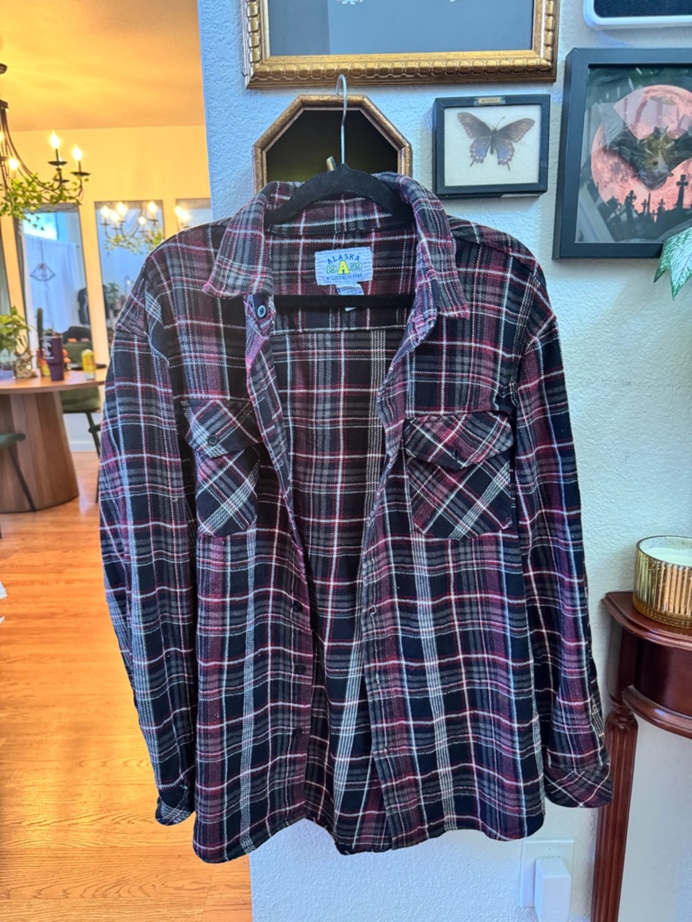 Alaska Flannel Button-Up Shirt - Black & Burgundy Plaid
